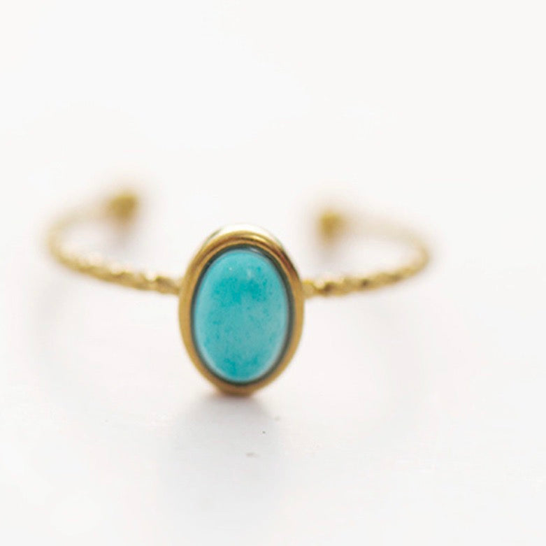Gold and Turquoise Stone Adjustable Ring